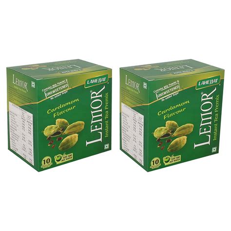 Lemor Cardamom Unsweetened Elaichi Flavour Instant premix Tea pack of 2 ...