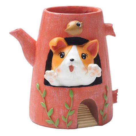 ADITYA Creative Resin Succulent Pot Garden Planter Corgi Figurine Home ...