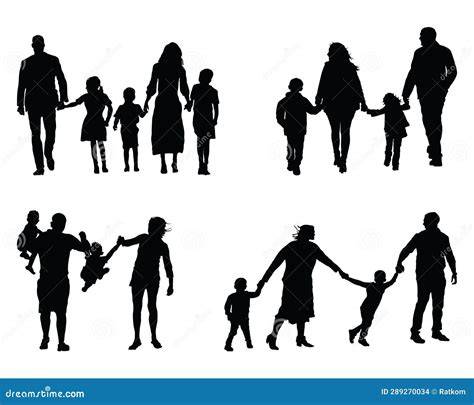Black Silhouettes of Families Stock Illustration - Illustration of female, daughter: 289270034