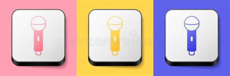 Isometric Microphone Icon Isolated on Pink, Yellow and Blue Background ...