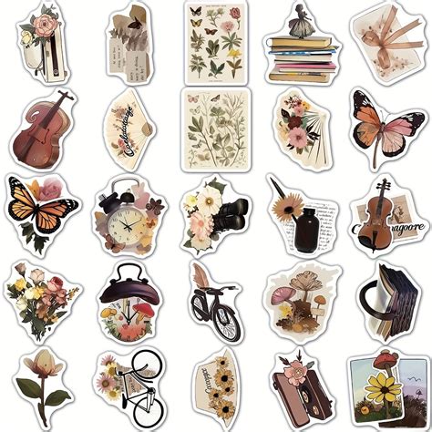 50pcs Aesthetic Flower Cartoon Phone Case Stickers For Luggage Notebook ...