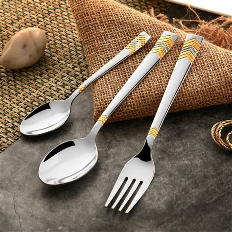 Buy FnS Raga 24 Karat Gold Plated 18 Pcs Cutlery Set