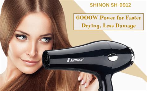 SHINON SH-9912 Professional Hair Dryer 6000 Watts 3 Heat Setting (Hot ...