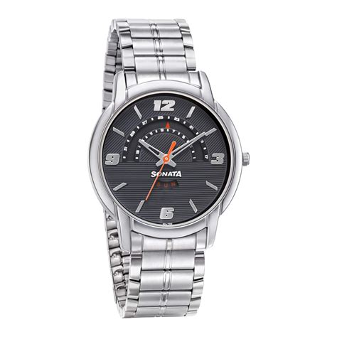 Sonata RPM Quartz Analog with Day and Date Black Dial Metal Strap Watch ...