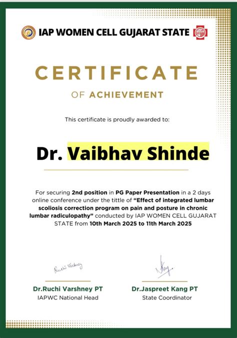 Dr. Vaibhav Shinde (MPTh 1), Musculoskeletal Sciences Physiotherapy