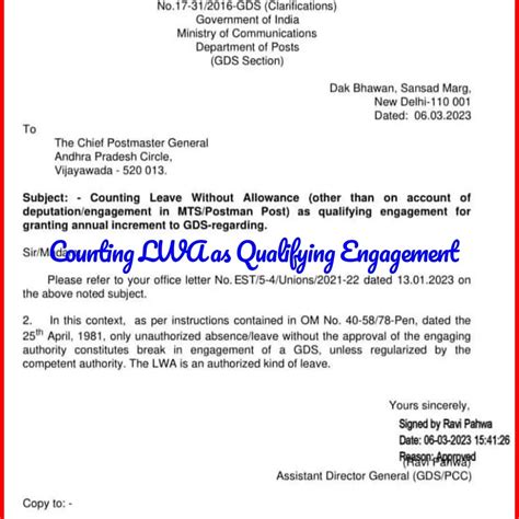 Counting LWA (Leave Without Allowance) as qualifying engagement for ...