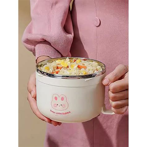 Little Surprise Box,Cream & Pink Rabbit , Stainless Steel Dual Handle ...