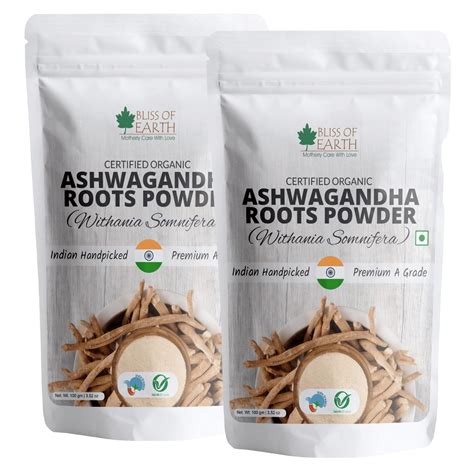 Bliss of Earth Ashwagandha 100gm Powder Organic Withania Somnifera ...