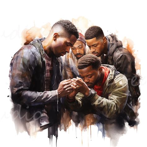 Group of Men Praying Clipart, Black Men Prayers Clipart, Afro American ...