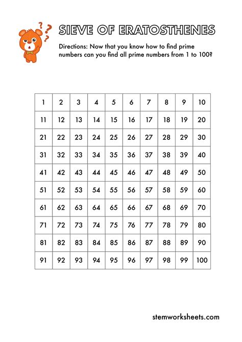 FREE Prime Numbers Algorithm - Sieve of Eratosthenes – STEMWorksheets