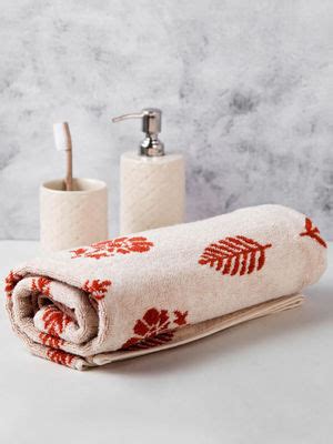 Buy Fabindia Rust Siena Buti Cotton Woven Bath Towel Online