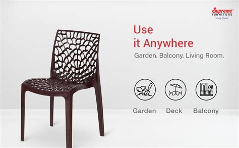 Supreme Web Plastic Chairs for Home, Outdoor & Garden (Set of 6, Globus ...