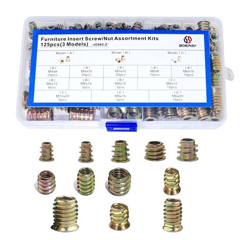 Iztor 125PCS Zinc Alloy Screw-in Type Hex Drive Threaded Insert Nuts ...