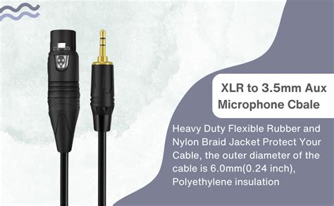 KEBILSHOP 3.5mm to XLR Cable 3.5mm Aux Microphone Cbale, 1/8 inch Mini ...