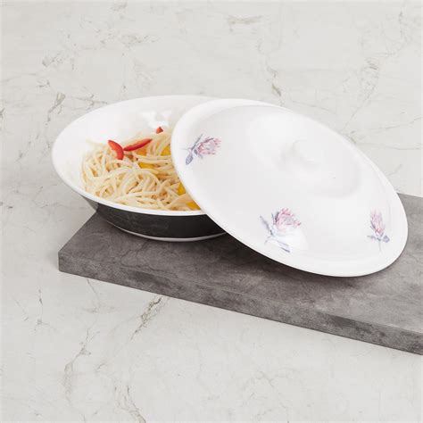 Buy Meadows-Imogen White Printed Melamine Serving Bowl With Lid from ...