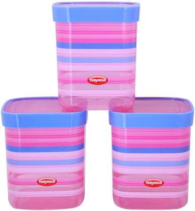 NAYASA Plastic Container, 3-Piece - 1500 ml Plastic Grocery Container ...