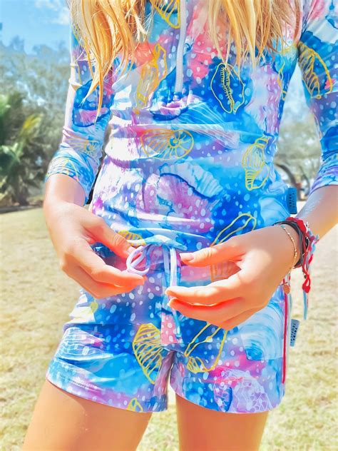 Girls Swim Shorts with Tie - Shelly Beach - Tribe Tropical