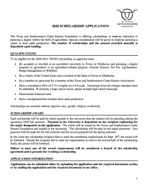 2020-2025 Form Cattle Raisers Scholarship Application Fill Online ...