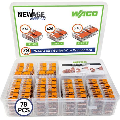 Wago 221 Series 78pc Compact Splicing Wire Connectors Includes 34x ...
