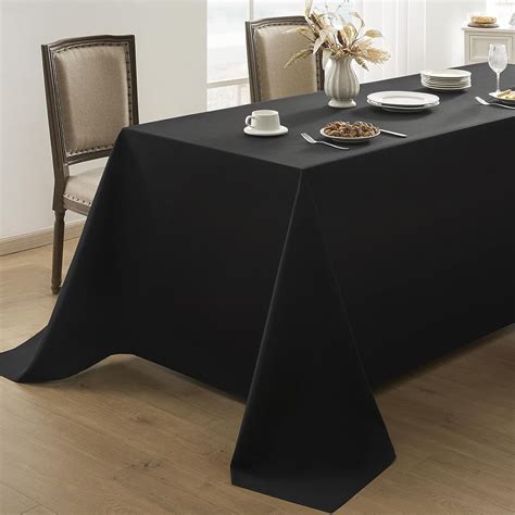 Amazon.com: Aocoz Rectangular Tablecloth 90x132 Inch - Black Table ...