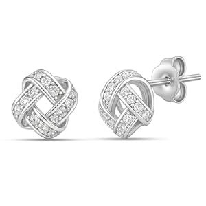 ZAVYA 925 Sterling Silver Cubic Zirconia Minimal Silver Plating Stud ...