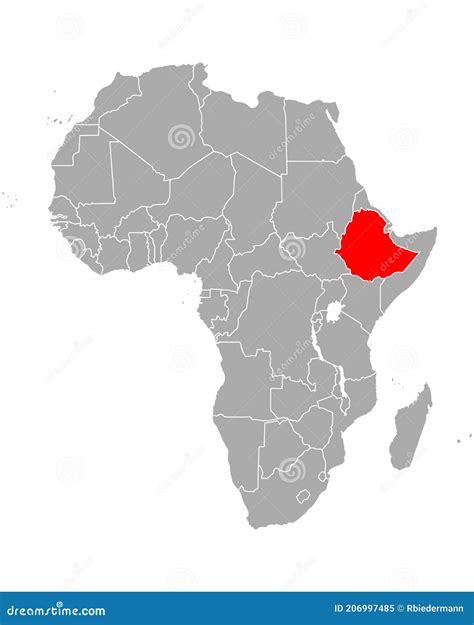 Map of Ethiopia in Africa stock vector. Illustration of isolated - 206997485