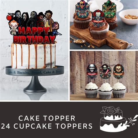 Buy Nelton Party Supplies For Horror Movies Includes Cake Topper, 24 ...