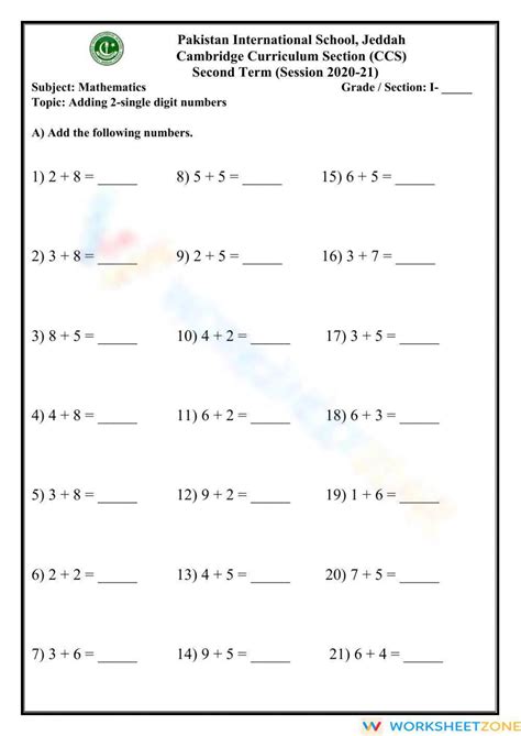 Image result for Adding Single and 2 Digit Numbers