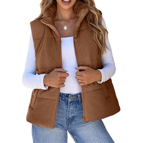 AELand Women's Corduroy Vests - Lightweight Padded Vest , Sleeveless ...