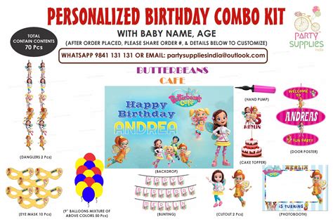 Butter Beans Exculsive Theme Combo Kit | Customized party supplies ...