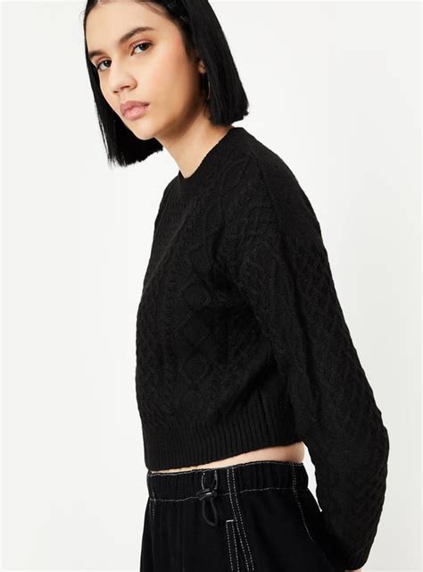 Buy Women Cable Knit Cropped Sweater Online at just Rs. 999.0 ...