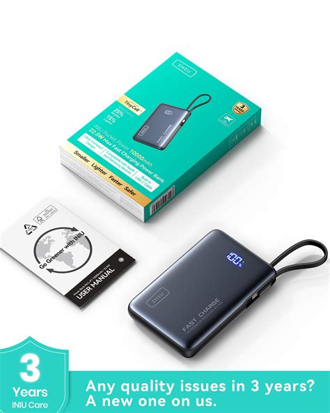Questions and Answers: INIU Pocket Power 10K Power Bank with Built-In USB C Cable, Compact ...