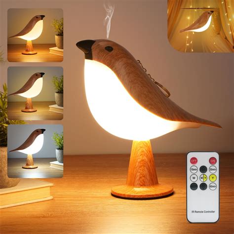 Deogos 2 Cute Bird Lamps Combo,Small Bedside Lamps with 3 Color ...