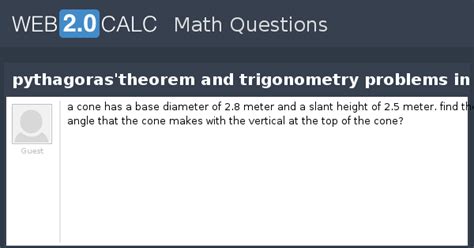 View question - pythagoras'theorem and trigonometry problems in 3d