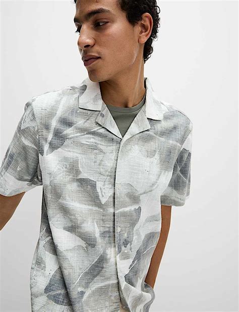 Buy Cotton Rich Short Sleeve Cuban Collar Shirt at Marks & Spencer