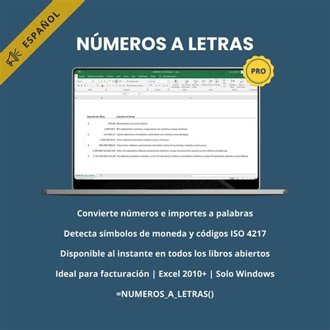 Números a Letras - Excel Add-in | Spanish | Windows Only - Etsy