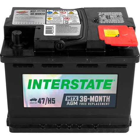 Interstate MTX Series Automotive Battery, Group Size H5, 12 Volt, 650 ...