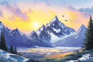 Viventiq himalaya mountain painting (without frame) Canvas 24 inch x 36 ...