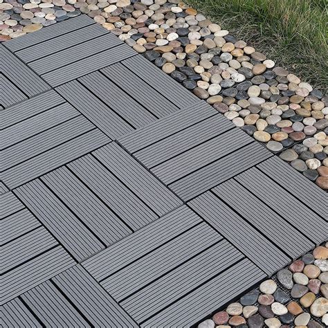 Wooden Plastic Interlocking Decking Tiles (Design 1 Coffee)