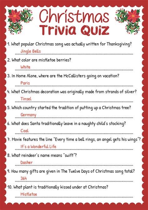 Christmas Trivia Game - 15 Free PDF Printables | Printablee