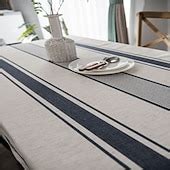 Tablecloth Linens Cotton Table Cloth Dustproof Striped Table Kitchen ...