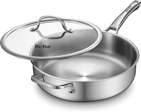 Saute Pan,5 Quart Saute pan,Stainless Steel Cookware,Stainless Steel ...