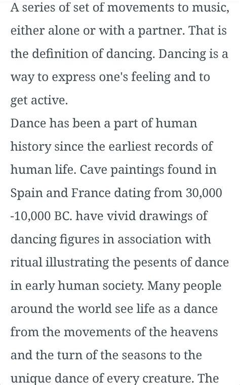 Essay about Dancing in 200 words - Brainly.in