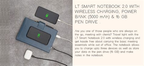 LT Smart Notebook 2.0 with Wireless Charging, Power Bank (5000 mAh)