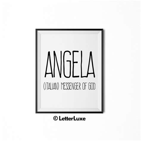 Angela Name Meaning Art, Angela Printable Birthday Gift, Nursery ...