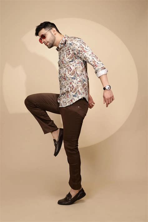 Earthy Cubism Cotton Regular Fit Shirt For Mens – Global...