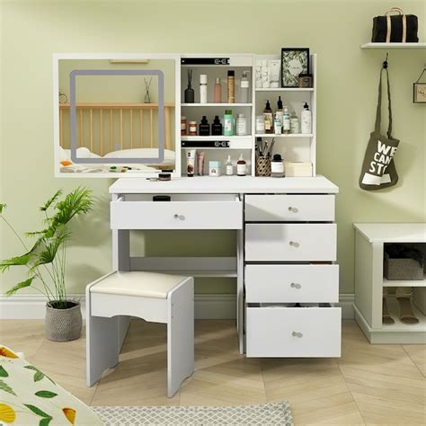FUFU&GAGA 39.4-in White Makeup Vanity LJY-JX0141-03 at Lowes.com