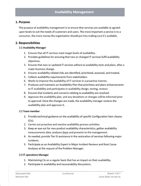 Availability Management Template – ITSM Docs - ITSM Documents & Templates