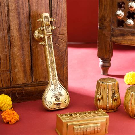 Brass Tabla, Dugi, Sitar And Harmonium Decor Set – Vedansh Craft