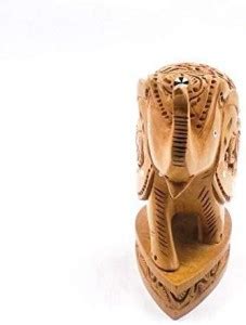 Shri Handicrafts 4" Wood Handmade Elephant Up Trunk Statue Body Carving ...